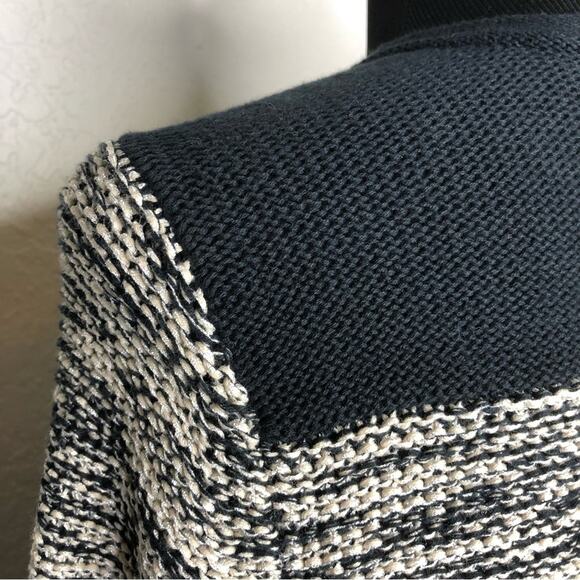 White + Warren black and cream full zip cardigan sweater jacket size Large - Picture 13 of 14